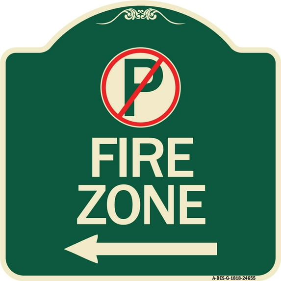 SignMission Designer Series Sign - (No Parking Symbol and Left Arrow) | Green & Tan 18" X 18" Heavy-Gauge Aluminum Architectural Sign | Protect Your Business & Municipality | Made in