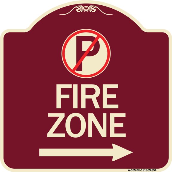 SignMission Designer Series Sign - (No Parking Symbol and Right Arrow) | Burgundy 18" X 18" Heavy-Gauge Aluminum Architectural Sign | Protect Your Business & Municipality | Made in the