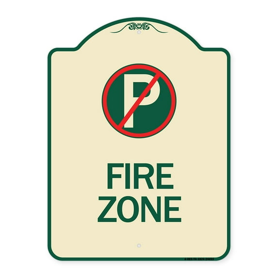 SignMission Designer Series Sign - (No Parking Symbol) | Tan & Green 18" x 24" Heavy-Gauge Aluminum Architectural Sign | Protect Your Business & Municipality | Made in the USA