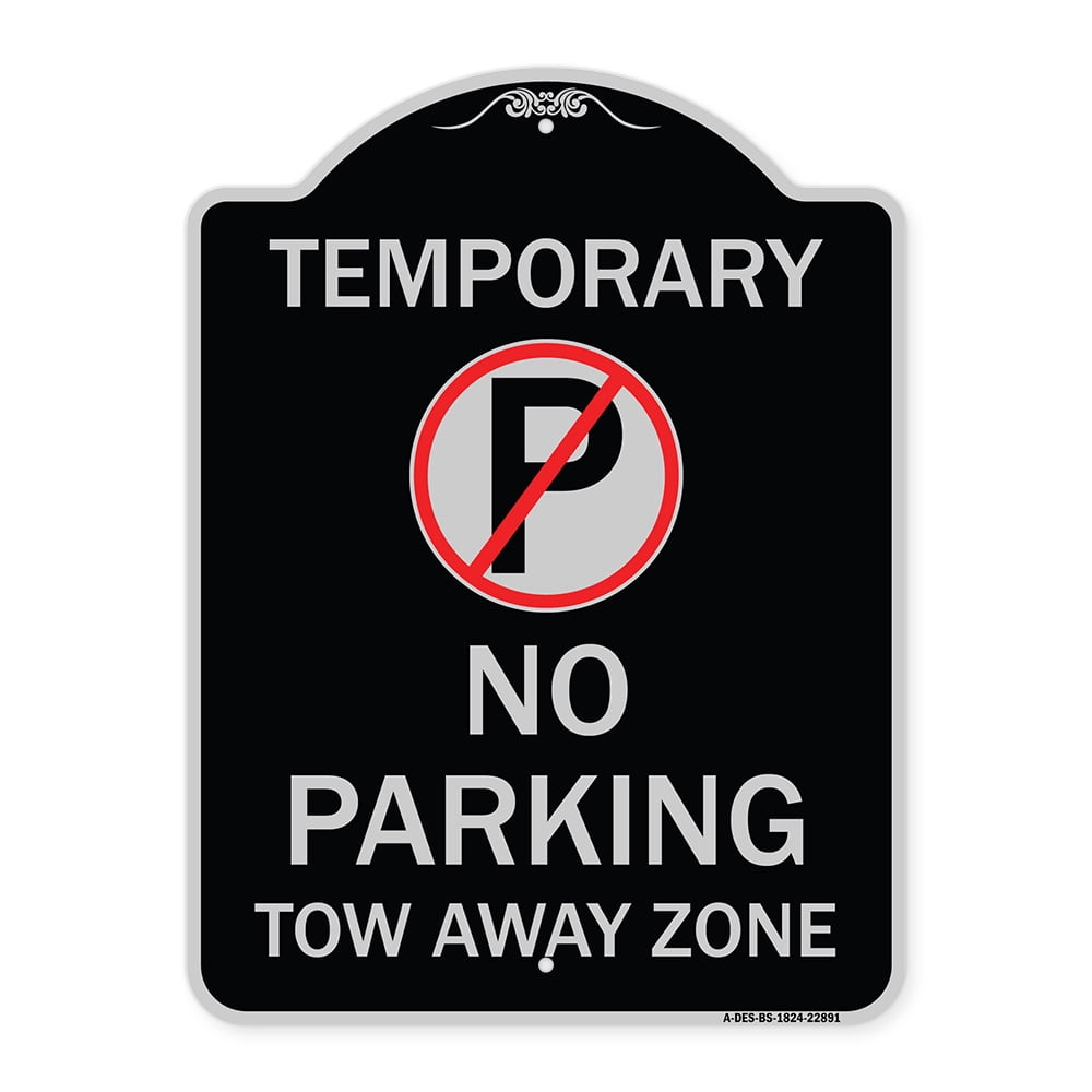 SignMission Designer Series Sign - No Parking Tow Away Zone | Black ...