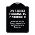 thumbnail image 1 of SignMission A-DES-BS-1824-9941 18 x 24 in. Designer Series Sign - On-Street Parking Prohibited Violators Will Be Towed At the Vehicles Owners Expense, Black & Silver, 1 of 4