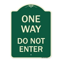 SignMission Designer Series Sign - One Way Do Not Enter | Green & Tan 18" x 24" Heavy-Gauge Aluminum Architectural Sign | Protect Your Business & Municipality | Made in the USA