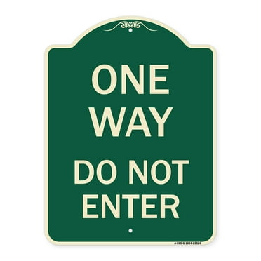 SignMission Designer Series Sign - One Way Do Not Enter | Green & Tan 18" x 24" Heavy-Gauge Aluminum Architectural Sign | Protect Your Business & Municipality | Made in the USA