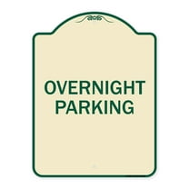 SignMission Designer Series Sign - Overnight Parking | Tan & Green 18" x 24" Heavy-Gauge Aluminum Architectural Sign | Protect Your Business & Municipality | Made in the USA