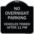 thumbnail image 1 of SignMission Designer Series Sign - No Overnight Parking Vehicles Towed After 11 Pm | Black & Silver 18" X 18" Heavy-Gauge Aluminum Architectural Sign | Made in the USA, 1 of 4
