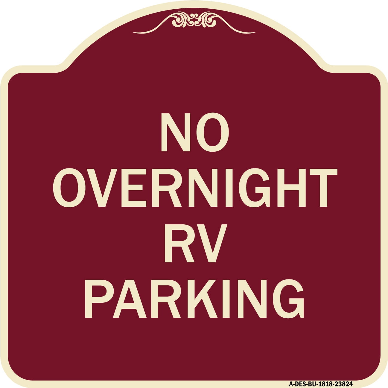 SignMission Designer Series Sign - No Overnight RV Parking | Burgundy ...