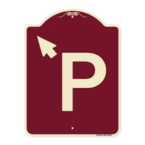 SignMission Designer Series Sign - P Symbol (With Up Arrow Pointing Left) | Burgundy 18" x 24" Heavy-Gauge Aluminum Architectural Sign | Protect Your Business & Municipality | Made in