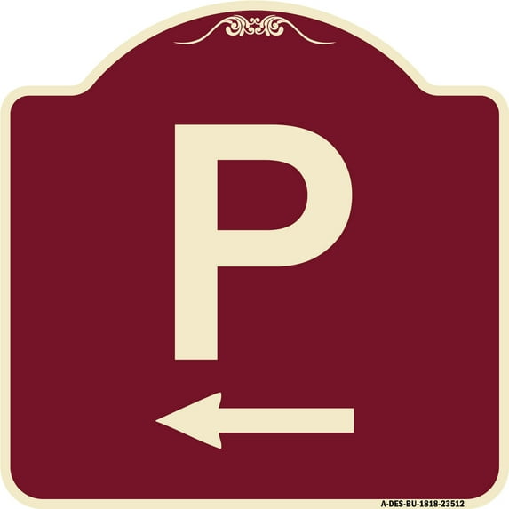 SignMission Designer Series Sign - P Symbol (With Left Arrow) | Burgundy 18" X 18" Heavy-Gauge Aluminum Architectural Sign | Protect Your Business & Municipality | Made in the USA