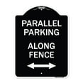 thumbnail image 1 of SignMission Designer Series Sign - Parallel Parking - Along Fence (With Bidirectional Arrow) | Black & White 18" x 24" Heavy-Gauge Aluminum Architectural Sign | Made in the USA, 1 of 4