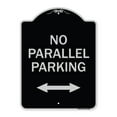 thumbnail image 1 of SignMission Designer Series Sign - No Parallel Parking with Bidirectional Arrow | Black & Silver 18" x 24" Heavy-Gauge Aluminum Architectural Sign | Made in the USA, 1 of 4