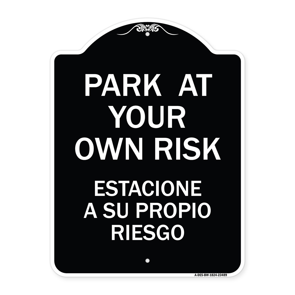SmartSign ‚Parken Auf Eigene Gefahr‘ Schild – Aluminium, Laminiert, Mit 91 Cm Pfahl