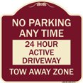 thumbnail image 1 of SignMission Designer Series Sign - No Parking Anytime 24 Hour Active Driveway Tow Away Zone | Burgundy 18" X 18" Heavy-Gauge Aluminum Architectural Sign | Made in the USA, 1 of 4