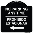 thumbnail image 1 of SignMission Designer Series Sign - No Parking Anytime Prohibido Estacionar (With Left Arrow) | Black & White 18" X 18" Heavy-Gauge Aluminum Architectural Sign | Made in the USA, 1 of 4