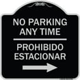 thumbnail image 1 of SignMission Designer Series Sign - No Parking Anytime Prohibido Estacionar (With Right Arrow) | Black & Silver 18" X 18" Heavy-Gauge Aluminum Architectural Sign | Made in the USA, 1 of 4