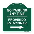 thumbnail image 1 of SignMission Designer Series Sign - No Parking Anytime Prohibido Estacionar (With Right Arrow) | Green & White 18" X 18" Heavy-Gauge Aluminum Architectural Sign | Made in the USA, 1 of 4