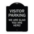 thumbnail image 1 of SignMission Designer Series Sign - Parking Area Sign Visitor Parking - We Are Glad You Are Here! | Black & Silver 18" x 24" Heavy-Gauge Aluminum Architectural Sign | Made in the USA, 1 of 4