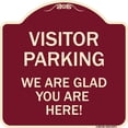 thumbnail image 1 of SignMission Designer Series Sign - Parking Area Sign Visitor Parking - We Are Glad You Are Here! | Burgundy 18" X 18" Heavy-Gauge Aluminum Architectural Sign | Made in the USA, 1 of 4