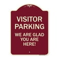 thumbnail image 1 of SignMission Designer Series Sign - Parking Area Sign Visitor Parking - We Are Glad You Are Here! | Burgundy 18" x 24" Heavy-Gauge Aluminum Architectural Sign | Made in the USA, 1 of 4