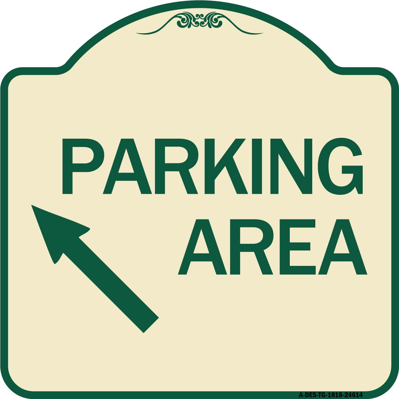 SignMission Designer Series Sign - Parking Area (Up Left Arrow Symbol ...