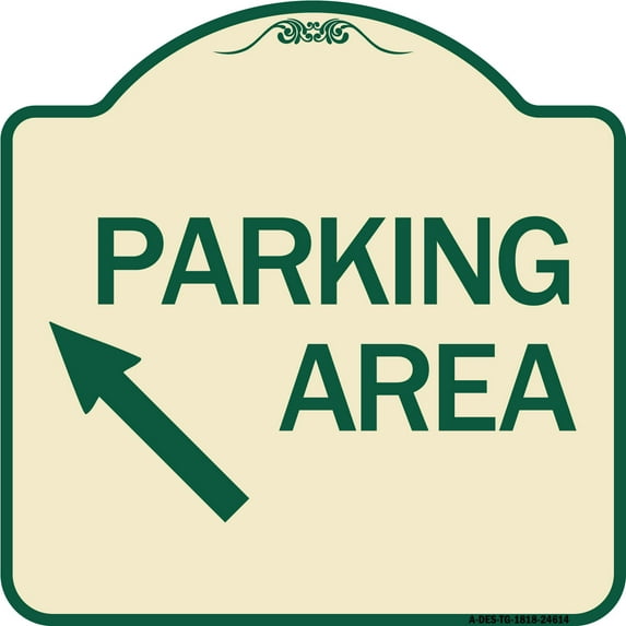 SignMission Designer Series Sign - Parking Area (Up Left Arrow Symbol) | Tan & Green 18" X 18" Heavy-Gauge Aluminum Architectural Sign | Protect Your Business & Municipality | Made in