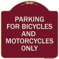 thumbnail image 1 of SignMission Designer Series Sign - Parking for Bicycles and Motorcycles Only | Burgundy 18" X 18" Heavy-Gauge Aluminum Architectural Sign | Protect Your Business & Municipality | Made, 1 of 4