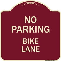 SignMission Designer Series Sign - No Parking Bike Lane | Burgundy 18" X 18" Heavy-Gauge Aluminum Architectural Sign | Protect Your Business & Municipality | Made in the USA