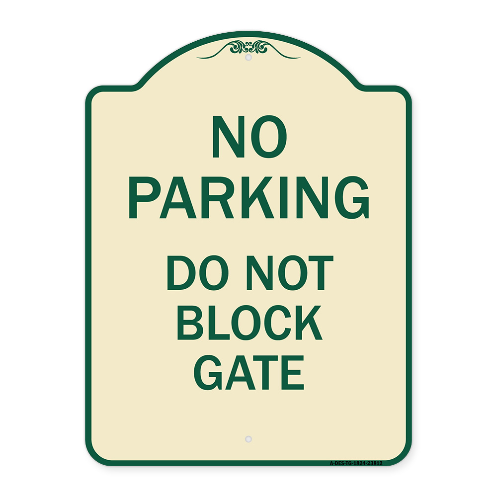 SignMission Designer Series Sign - No Parking - Do Not Block Gate | Tan ...