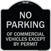 SignMission Designer Series Sign - No Parking of Commercial Vehicles Except by Permit | Black & Silver 18" X 18" Heavy-Gauge Aluminum Architectural Sign | Made in the USA