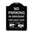 thumbnail image 1 of SignMission Designer Series Sign - No Parking - in Driveway Tow Away Zone (With Graphic) | Black & White 18" x 24" Heavy-Gauge Aluminum Architectural Sign | Made in the USA, 1 of 4