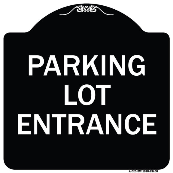 SignMission Designer Series Sign - Parking Entrance Sign Parking Lot Entrance | Black & White 18" X 18" Heavy-Gauge Aluminum Architectural Sign | Made in the USA