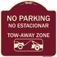 thumbnail image 1 of SignMission Designer Series Sign - No Parking - No Estacionar Tow - Away Zone (With Graphic) | Burgundy 18" X 18" Heavy-Gauge Aluminum Architectural Sign | Made in the USA, 1 of 4