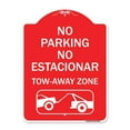 thumbnail image 1 of SignMission A-DES-RW-1824-23706 18 x 24 in. Designer Series Sign - No Parking No Estacionar Tow Away Zone with Graphic Directional Arrow, Red & White, 1 of 4