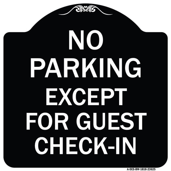 SignMission Designer Series Sign - No Parking Except for Guest Check-In | Black & White 18" X 18" Heavy-Gauge Aluminum Architectural Sign | Protect Your Business & Municipality | Made