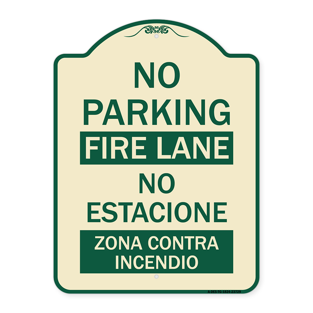 SignMission Designer Series Sign - No Parking Fire Lane - No Estacione ...