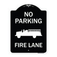 thumbnail image 1 of SignMission Designer Series Sign - No Parking Fire Lane (Fire Truck Symbol) | Black & White 18" x 24" Heavy-Gauge Aluminum Architectural Sign | Protect Your Business & Municipality |, 1 of 4