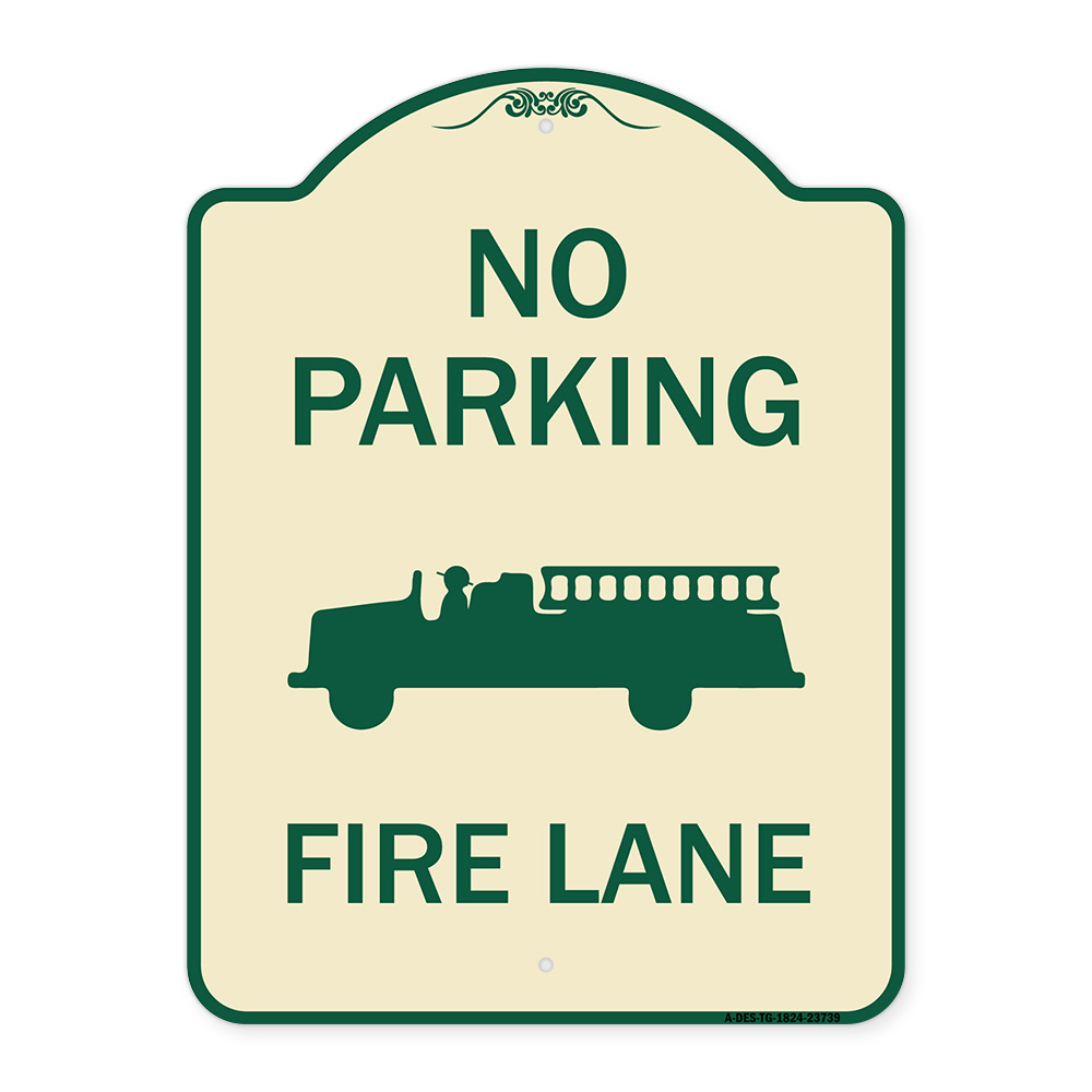 SignMission Designer Series Sign - No Parking Fire Lane (Fire Truck ...