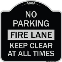 SignMission Designer Series Sign - No Parking Fire Lane Keep Clear at All Times | Black & Silver 18" X 18" Heavy-Gauge Aluminum Architectural Sign | Made in the USA