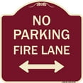 thumbnail image 1 of SignMission Designer Series Sign - No Parking Fire Lane (With Bidirectional Arrow) | Burgundy 18" X 18" Heavy-Gauge Aluminum Architectural Sign | Made in the USA, 1 of 4