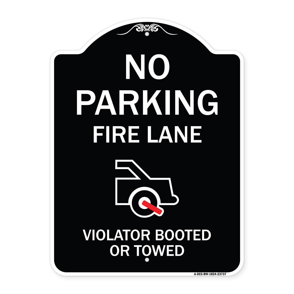SignMission Designer Series Sign - No Parking Fire Lane (With Graphic ...