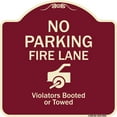 thumbnail image 1 of SignMission Designer Series Sign - No Parking Fire Lane (With Graphic) Violators Booted Or Towed | Burgundy 18" X 18" Heavy-Gauge Aluminum Architectural Sign | Made in the USA, 1 of 4