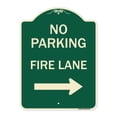 thumbnail image 1 of SignMission Designer Series Sign - No Parking Fire Lane (With Right Arrow) | Green & Tan 18" x 24" Heavy-Gauge Aluminum Architectural Sign | Protect Your Business & Municipality | Made, 1 of 4