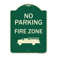 thumbnail image 1 of SignMission Designer Series Sign - No Parking, Fire Zone With Graphic | Green 18" x 24" Heavy-Gauge Aluminum Architectural Sign | Protect Your Business & Municipality | Made in the USA, 1 of 3