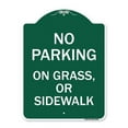 thumbnail image 1 of SignMission A-DES-GW-1824-23698 18 x 24 in. Designer Series Sign - No Parking on Grass or Sidewalk Parking Sign, Green & White, 1 of 4