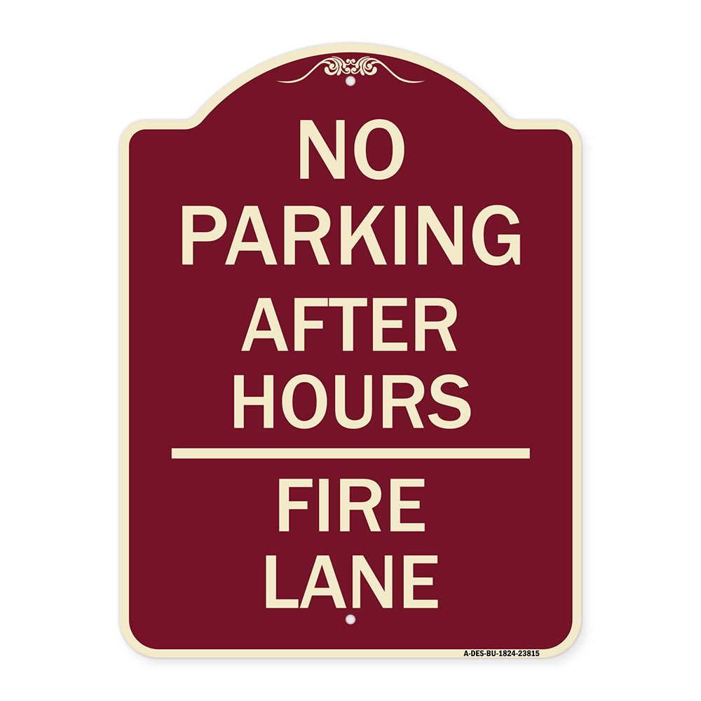 SignMission Designer Series Sign - No Parking - After Hours Fire Lane ...