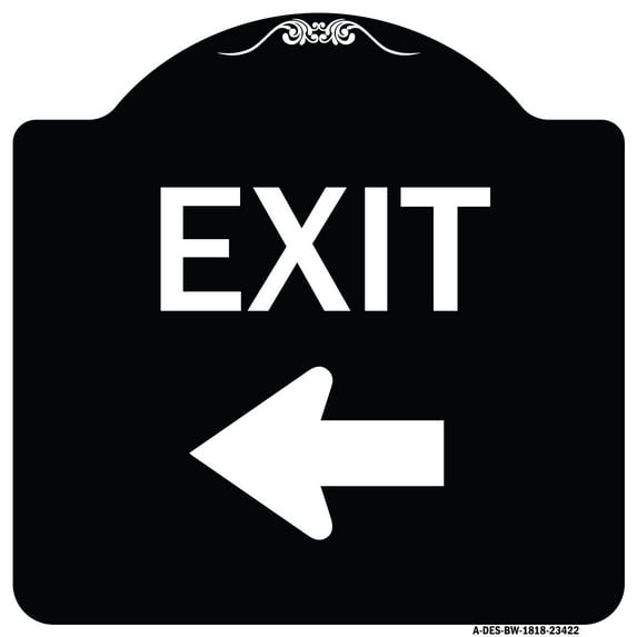 SignMission Designer Series Sign - Parking Lot Sign Exit Sign (Left Arrow) | Black & White 18" X 18" Heavy-Gauge Aluminum Architectural Sign | Protect Your Business & Municipality |