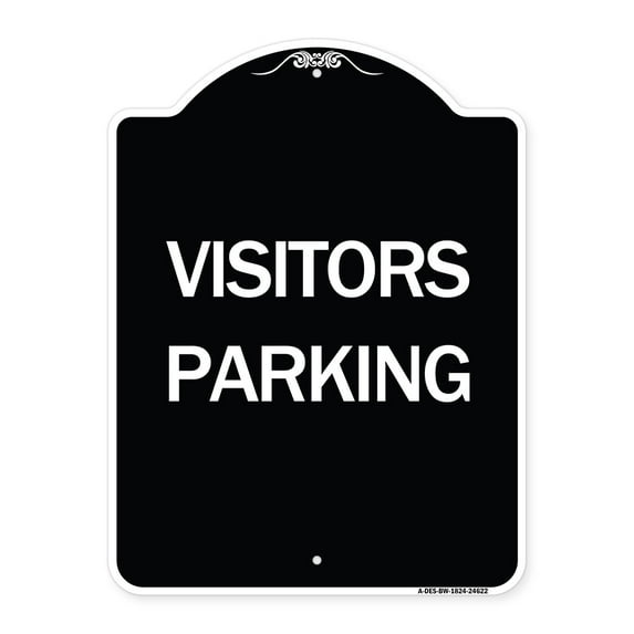 SignMission Designer Series Sign - Parking Lot Sign Visitors Parking | Black & White 18" x 24" Heavy-Gauge Aluminum Architectural Sign | Protect Your Business & Municipality | Made in