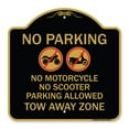 thumbnail image 1 of SignMission Designer Series Sign - No Parking No Motorcycle No Scooter Parking Allowed Tow Away Zone (With Graphic) | Black & Gold 18" X 18" Heavy-Gauge Aluminum Architectural Sign |, 1 of 4