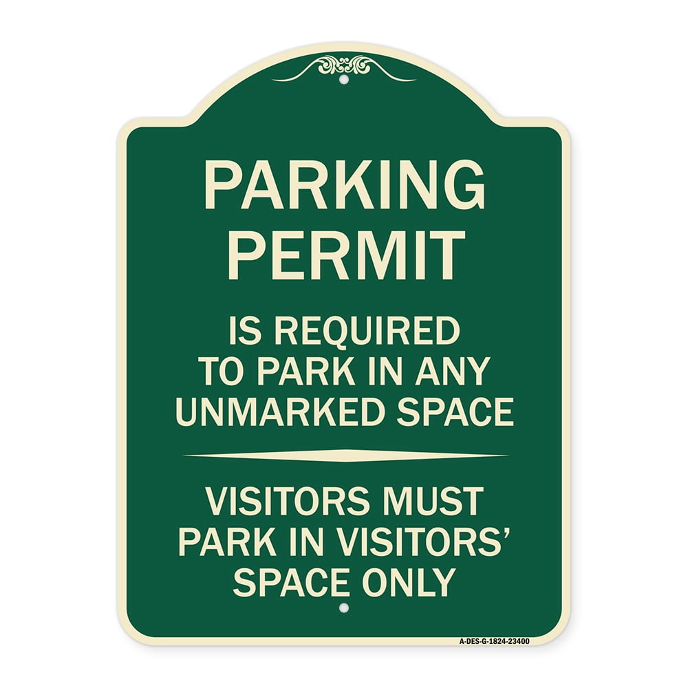 Unmark Sign SignMission Designer Series Sign - Parking Permit Is Required to Park ...
