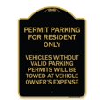 thumbnail image 1 of SignMission Designer Series Sign - Parking Permit Sign Permit Parking for Residents Only Vehicles Without Valid Parking Permits Will Be Towed | Black & Gold 18" X 24" Heavy Aluminum, 1 of 4