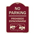 thumbnail image 1 of SignMission Designer Series Sign - No Parking Prohibido Estacionarse (With Car Tow Graphic) | Burgundy 18" x 24" Heavy-Gauge Aluminum Architectural Sign | Made in the USA, 1 of 4